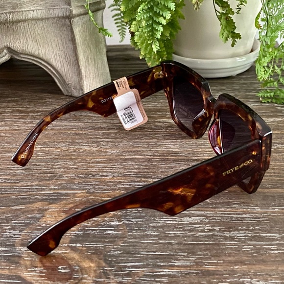 FRYE‎ & CO Oversized Square Tortoise Shell Chunky Sunglasses 100% UV Protection - Picture 3 of 11